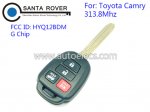 2012 2013 2014 Toyota Camry Keyless Entry Remote Key 4 Button G Chip 313.8Mhz