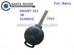 Mercedes Benz Smart 451 Fortwo Remote Key Fob Keyless 3 button 433MHZ