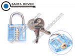 5Pins T Type Lock Transparent Pick Cutaway Visable Inside View Padlock Lock for Locksmith Practice Training Blue