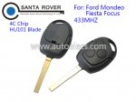 Ford Mondeo Fiesta Focus Remote Key 3 Button 4C Chip HU101 Blade 433Mhz