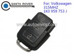 Volkswagen VW Remote Key Square Head 3 Button (315Mhz,1K0 959 753 J)