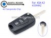 KIA K2 Flip Remote Key 3 Button 433Mhz 46 Transponder Chip