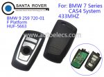BMW CAS4 System F Platform 7 Series Smart Remote Key Card 4 buttons 433Mhz Silver Or Black