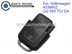 Volkswagen VW Remote Key Square Head 3 Button (433Mhz,1J0 959 753 DA?