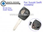 Suzuki Swift Remote Key 2 Button HU87 Blade ID 46 Chip 433Mhz