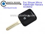 Nissan Pathfinder Micra Navara 2 button Remote Key 433Mhz