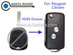 Peugeot 307 Citroen C5 Modified Flip Remote Key Case 2 Button HU83 Blade