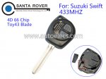 Suzuki Swift Remote Key 2 Button Toy43 Blade 4D 66 Chip 433Mhz