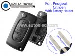 Peugeot 307 407 408 Citroen C3 C5 Flip Remote Key Case 3B With Battery Holder