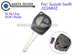 Suzuki Swift Remote Key 2 Button HU87 Blade ID 46 Chip 315Mhz