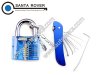 Transparent PadLock Blue Practice Locksmith Tools With HAOSHI Foldable Knife Opener Lock