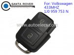 Volkswagen VW Remote Key Square Head 2 Button (433Mhz,1J0 959 753 N)
