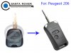 Modified Peugeot 206 Remote Straight Key Case Shell 2 Button
