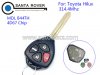 Toyota Hilux 4 Button Remote Key 314.4Mhz 4D67 Chip