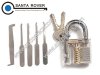 Transparent PadLock Practice Locksmith Tools White With 5pcs Lock Pick Set