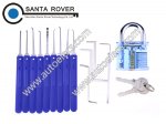 Transparent PadLock Blue Practice Lock Pick Set with 13PCS Unlocking Lock Pick