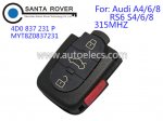 Audi Remote (P) 3+1 Button 4D0 837 231 P 315Mhz