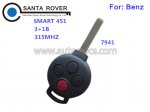 Mercedes Benz Smart 451 Fortwo Remote Key Fob Keyless 3+1 button 315MHZ