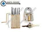 Transparent PadLock Locksmith Training Tools with 8pcs Lock Pick Set B